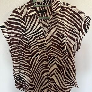 Banana Republic Brown Zebra Print Women's Top Size L